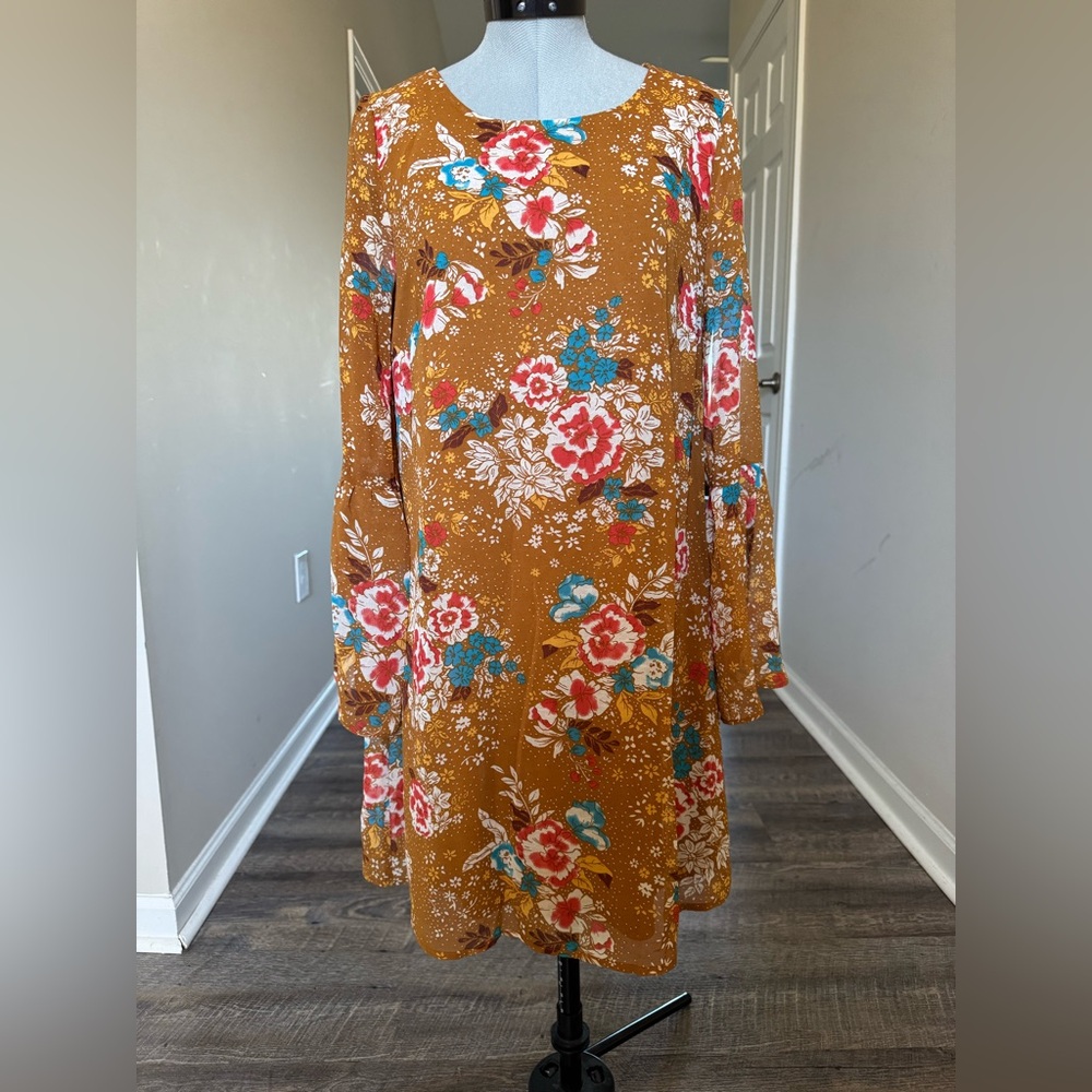 Floral Print Mustard Dress